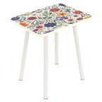 Mandala Small Rectangle End Table, Side Table with Black Flowers Finish, Retro Modern Small Coffee Table for Balcony, Living Room(11.8" D x 15.7" W x 17" H, Black, Rectangle)