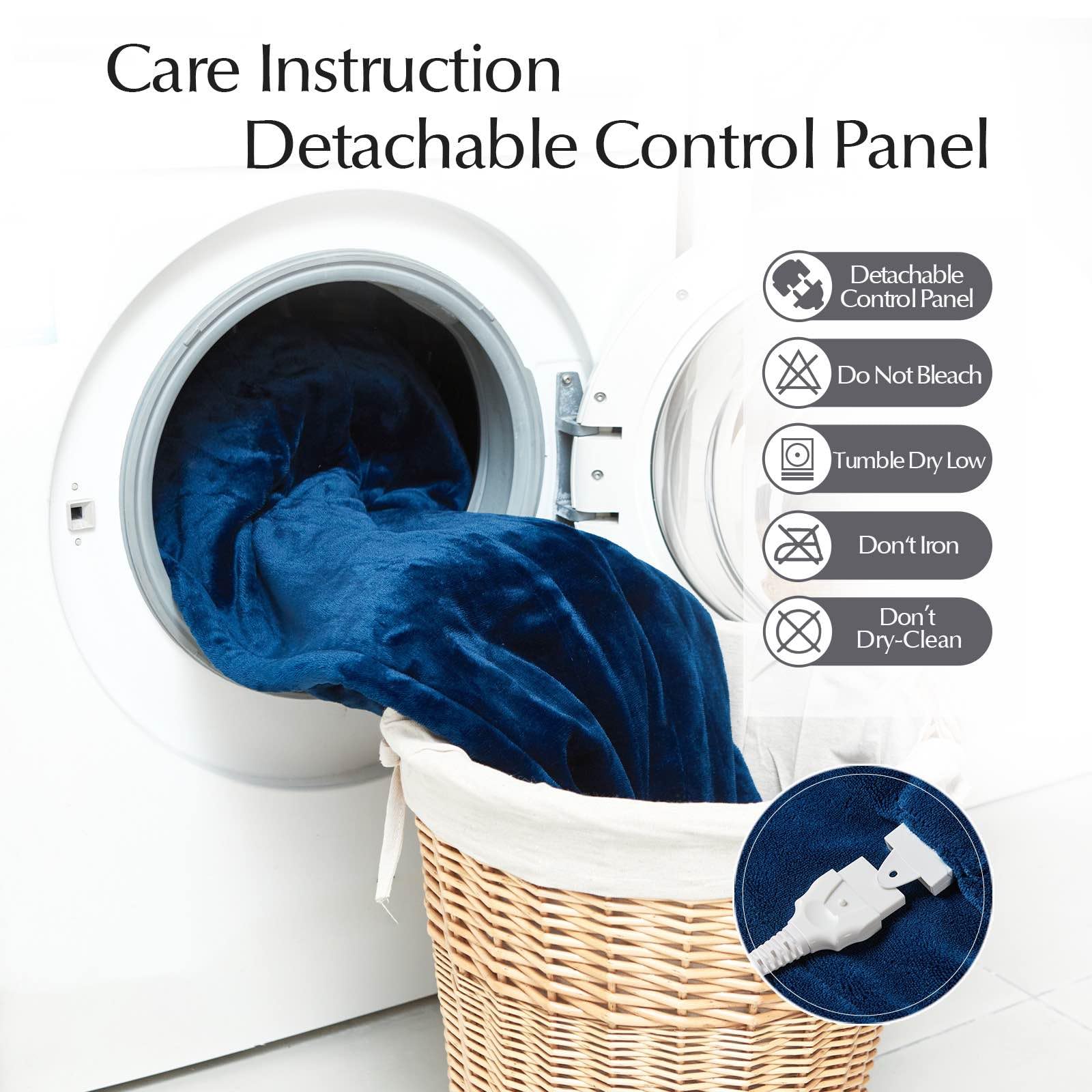 Heated Blanket Throw Size, Soft and Cozy Electric Heating Blanket for Bed, Automatic Safety System 6 Heating Levels & 4 Hours Auto-Off, 50" x 60" Dark Grey