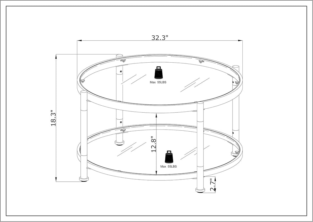 Tempered Glass Round Coffee Table, 32.3" Modern Acrylic Legs Circle Coffee Table for Living Room