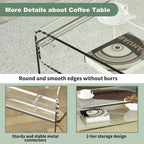 Acrylic Coffee Table, 31.5" Clear Coffee Table with Storage Shelf, Rectangle Centre Table, Modern Coffee Table for Living Room, Office，31.5" L x 15.8" W x 15" H