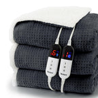 Heated Blanket Electric Throw Waffle, 50x60 Inches Sherpa Fleece Fast Heating Blanket 6 Heating Levels & 4 Hours Auto Off ETL Certification, Sage Green Throw