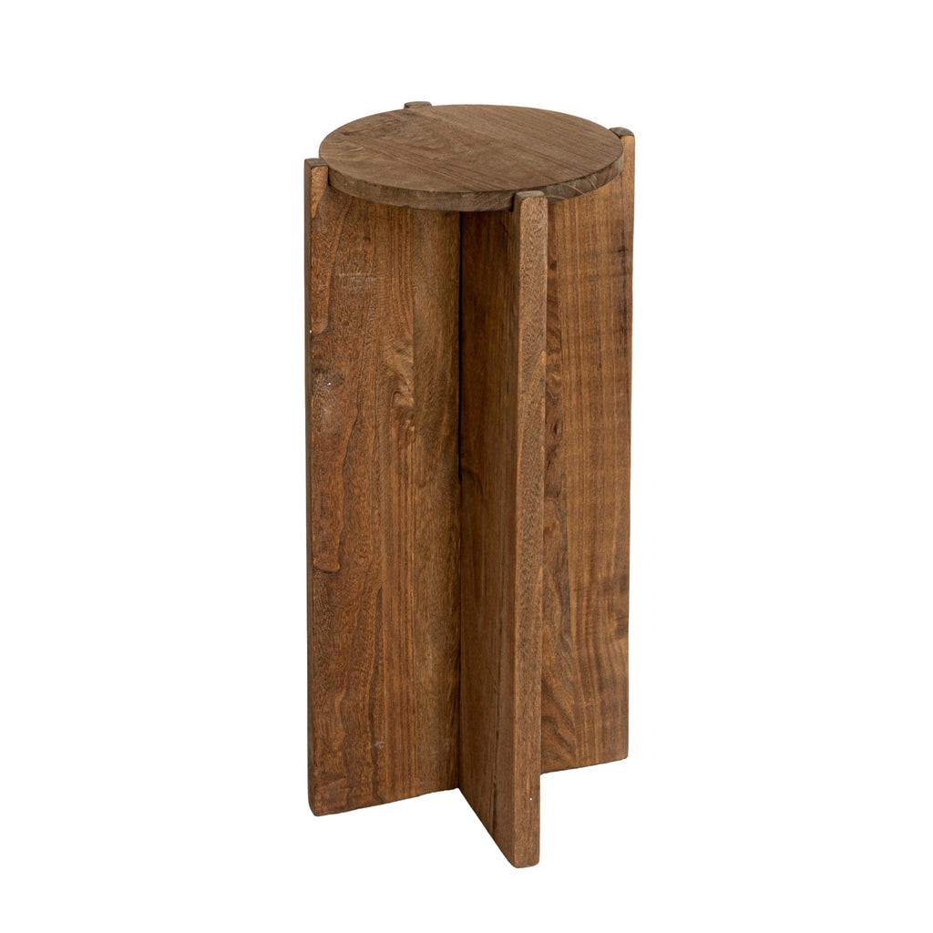 Creative Co-Op Paulownia Wood Round Accent Table, Brown
