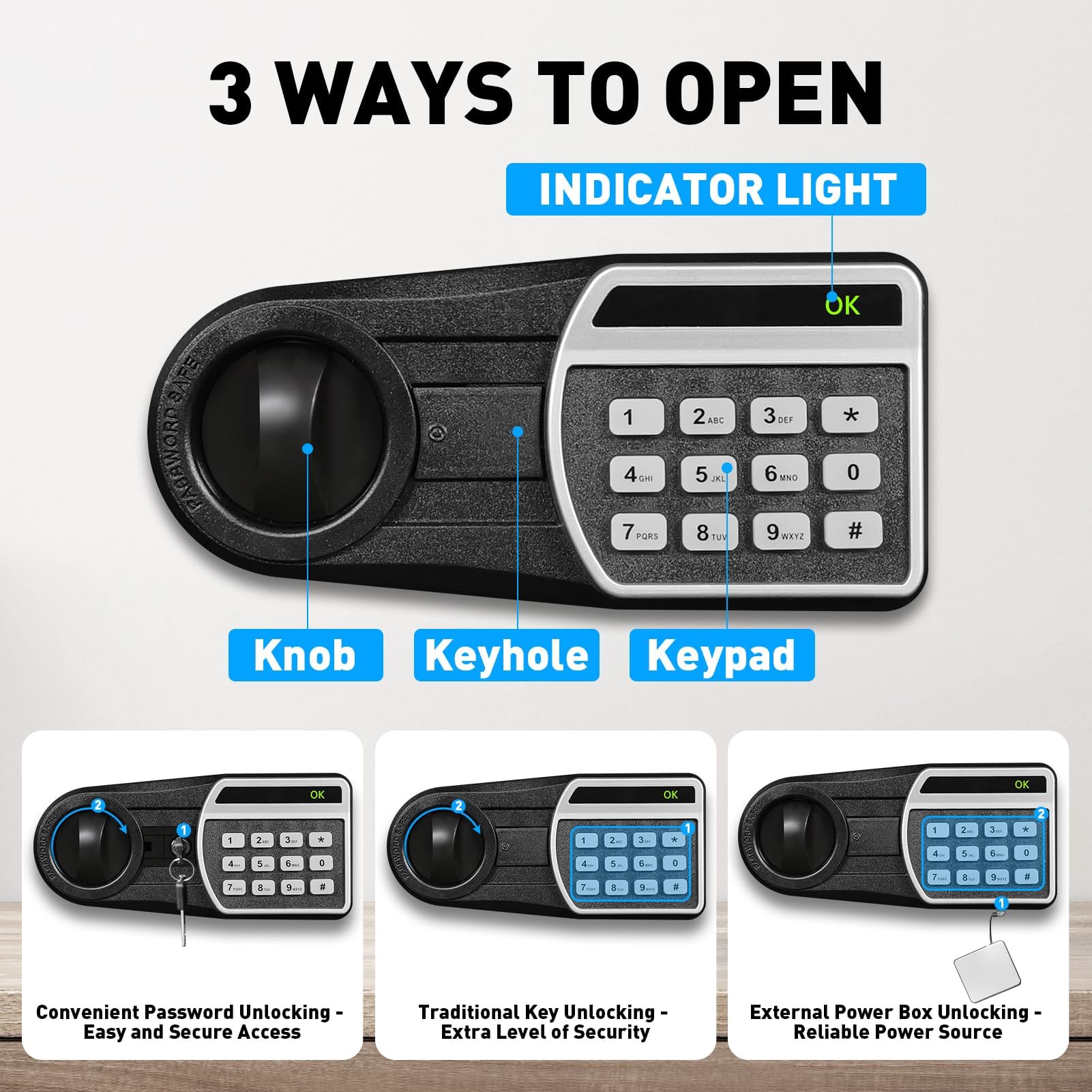 ToruKeep Cassaforte Ignifuga da 2,4 Cub per Documenti Domestici, Cassaforti per Casa Ignifughe e Impermeabili con Serratura a Combinazione Digitale, Cassaforte Ignifuga con Ripiano Rimovibile, Luce Sensore