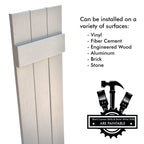 Pontiac Trail Board & Batten Vinyl Shutters (1 Pair) | 11"x63" (3-Board) - Dover White/Paintable | Exterior Window Shutters | Includes Mounting Hardware | Simple Installation | Made in USA
