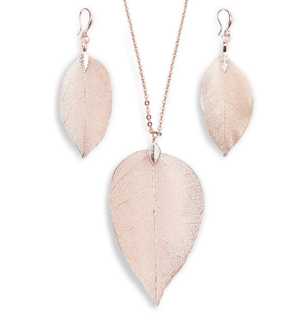 BOUTIQUELOVIN Filigree Long Leaf Pendant Dangle Necklace and Earring Jewelry Set Fashion for Women