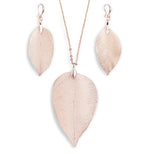 BOUTIQUELOVIN Filigree Long Leaf Pendant Dangle Necklace and Earring Jewelry Set Fashion for Women