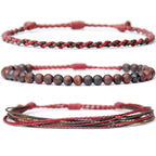 Handmade Natural Stone Beaded Healing Bracelet Gift for Men Adjustable Rope String Bracelet (Lava Rock, Adjustable)