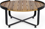Christopher Knight Home Tracy Outdoor Modern Industrial Acacia Wood Coffee Table, Teak Finish, Black
