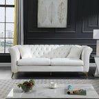 Chesterfield Sofa Couch, 87" Blue Modern Couch with Deep Seats, Velvet Fabric Comfy Sofas, Mid-Century 3 Seater Couch with Wide Armrest, Couches for Living Room, Bedroom and Office