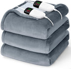 Heated Electric Blanket Queen Size - 84" x 90" Heating Blanket with Dual Control, 10 Levels & 8 Hours Auto Off, Soft Warm Flannel Gift with Over-Heat Protection, ETL & FCC Certified