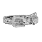 Women Men Rhinestone Belt Western Cowgirl Cowboy Bling Studded Leather Belt for Jeans Pants (suit for waist 27-39")