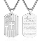 DuoDiner Graduation Gifts-American Dog Tag Necklace Bible Verse Pendant, First Communion Baptism Confirmation Religious Graduation Gifts for Him Boys Men Kids Teens Dad