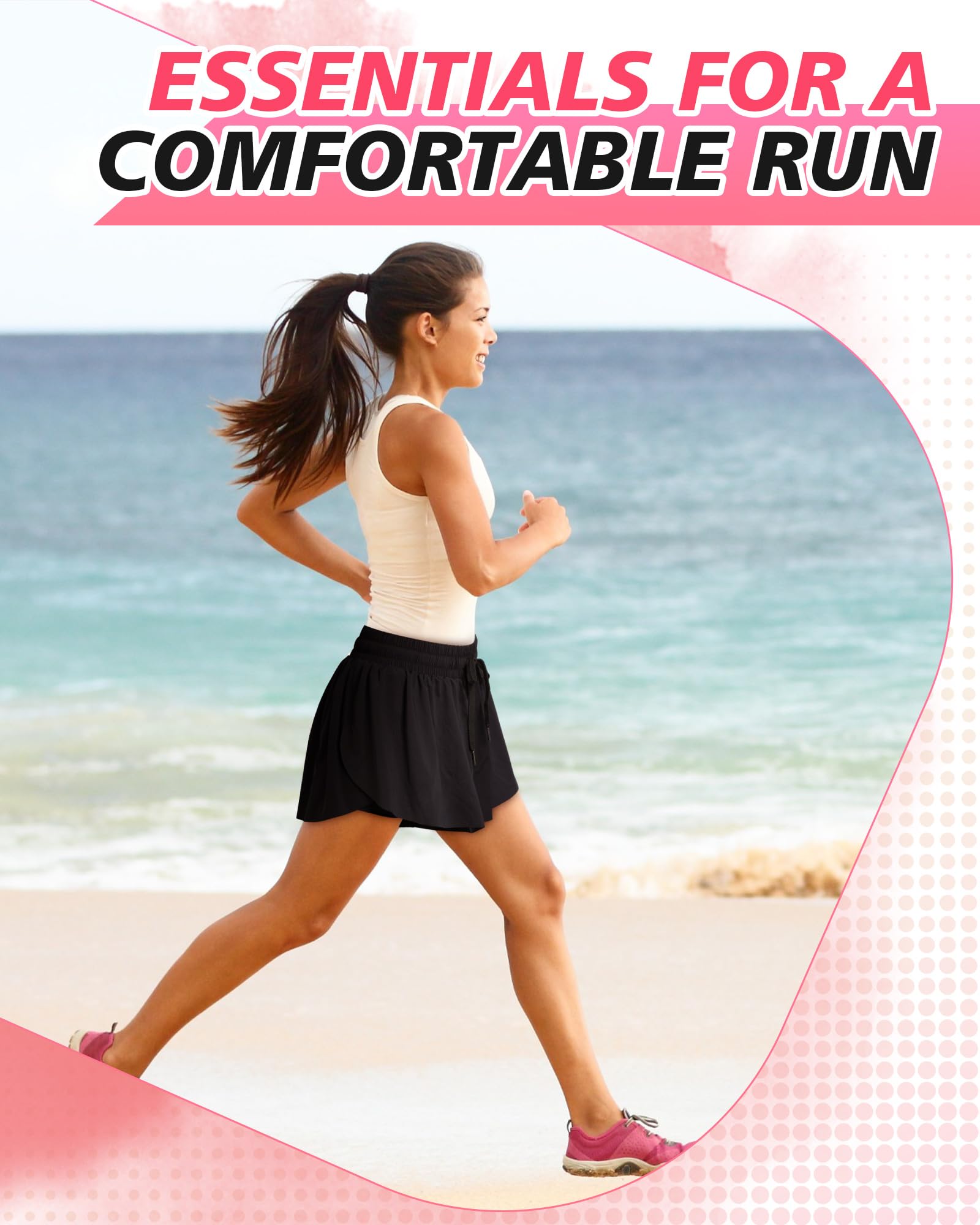 Didaey 3 stk. flydende løbeshorts til kvinder 2 i 1 butterfly-shorts med lommer, spandexfor, atletisk træning (medium, sort, grøn, rød)