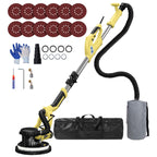 Drywall Sander, 2025 Upgraded 8-Amp Popcorn Ceiling Removal Tool with 7 Variable Speed 800-1800RPM, Drywall Sander with Vacuum Dust Collector with Extendable Handle, LED Light, 12pcs Sanding Discs,Red