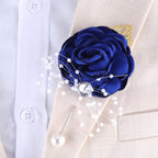 WANLIAN Blue Bridesmaid Wrist Corsage Wedding Flowers Prom Rose Corsage and Boutonniere Set for Wedding Party Prom Wedding Ceremony Anniversary Set of 2(Blue)