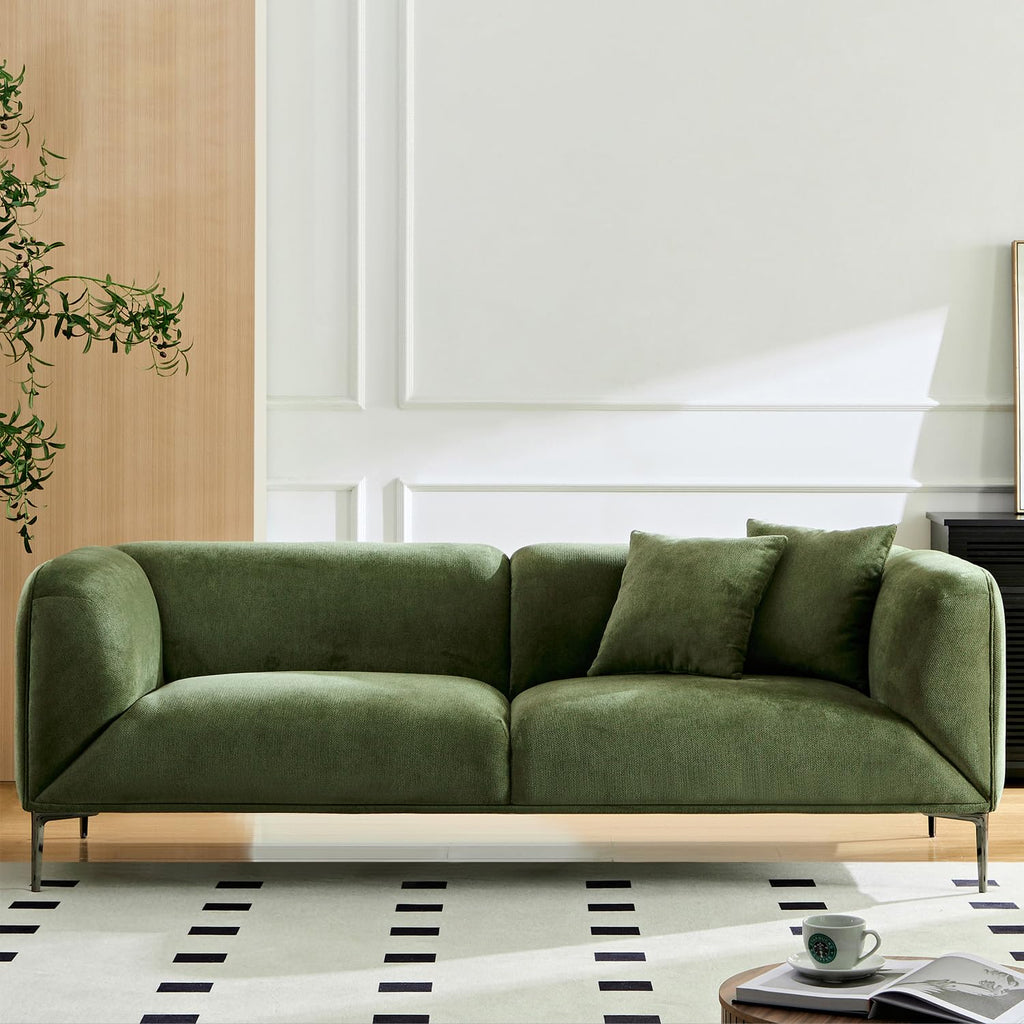 90.5" Mid-Century Modern Sofa Leather Couch, 3-Seater Tuxedo Tufted Couch, Vintage Luxury Chesterfield Sofas with Metal Legs, Modern Upholstered Couches for Living Room, Apartment, Office, Brown
