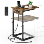 Vagusicc C Shaped End Table, 33" Tall Couch Table Adjustable Height Side Table, Sofa Table That Slide Under, C Table End Table TV Tray Coffee Arm Table for Living Room, Bedroom, Small Spaces, Brown