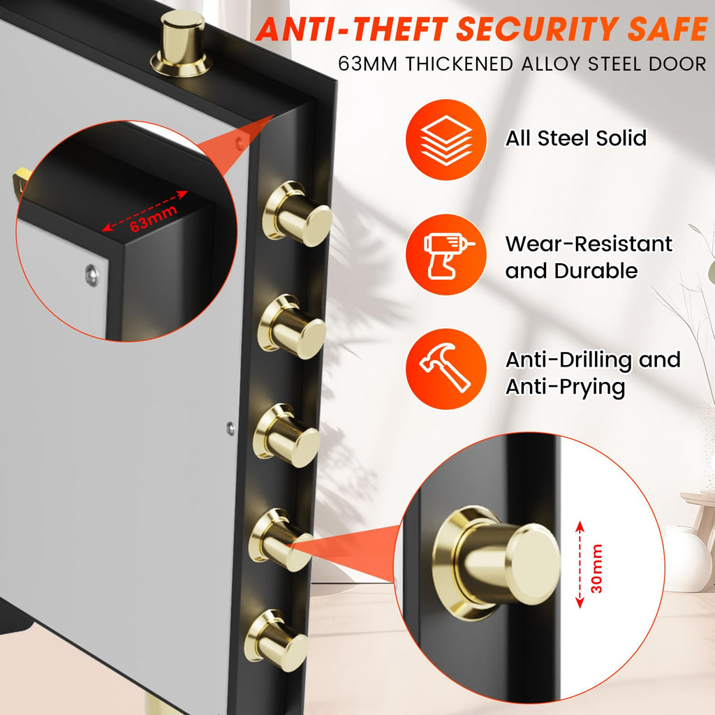 8.0 Cuft Extra Large Heavy Duty Home Safe Fireproof Waterproof, Anti-theft Home Security Safe Box with Fireproof Waterproof Bag and Electronic Keypad, Large Digital Safe for Home Business Office