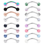 Ruifan 316L Surgical Steel Curved Barbell Snake Eyes Tongue Ring Piercing 16G 14G 4-16PCS