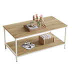 SAYGOER Coffee Table with Storage 2-Tier Industrial Center Table for Living Room, Rectangle Wood Table for Small Spaces Apartment Home Office, Walnut