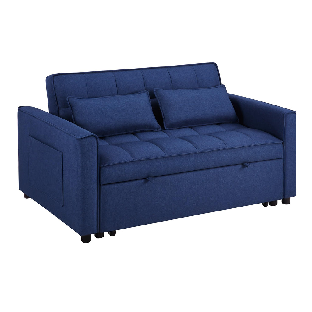 2-in-1 Convertible Loveseat Sofa Bed with Pull Out Bed and Storage Sectional Counch for Living Room, Apartment, Bedroom, Office, Gray