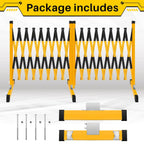 Amylove Expandable Barricade Security Yellow Black Mobile Parking Barrier 44 Inch High Driveway Fence Retractable Traffic Folding Portable Gate for Outdoor Road Garage Construction(16.4 Feet)