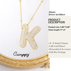 CCINPPY Bubble Letter Halskette, 14k vergoldete Ballon-Anfangsbuchstabe zarte Halskette für Frauen, klobiger Anfangsbuchstaben-Anhänger Namenskette personalisiert, Gold, Buchstabe K