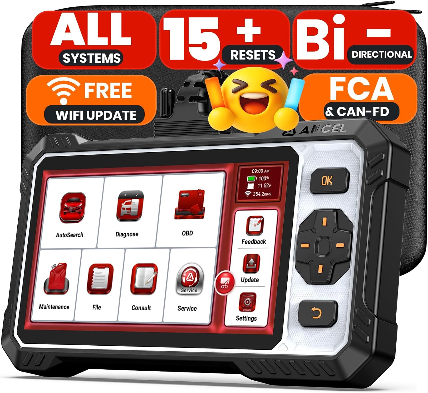 OBD2 Scanner ANCEL FX6100 Bidirectional Scan Tool, All Systems Car Diagnostic Scanner, Code Reader with Active Test,15+ Reset, Oil/EPB/BMS/ABS Bleeding/SAS/D-PF Reset, FCA&CANFD, AutoVin, Free Upgrade