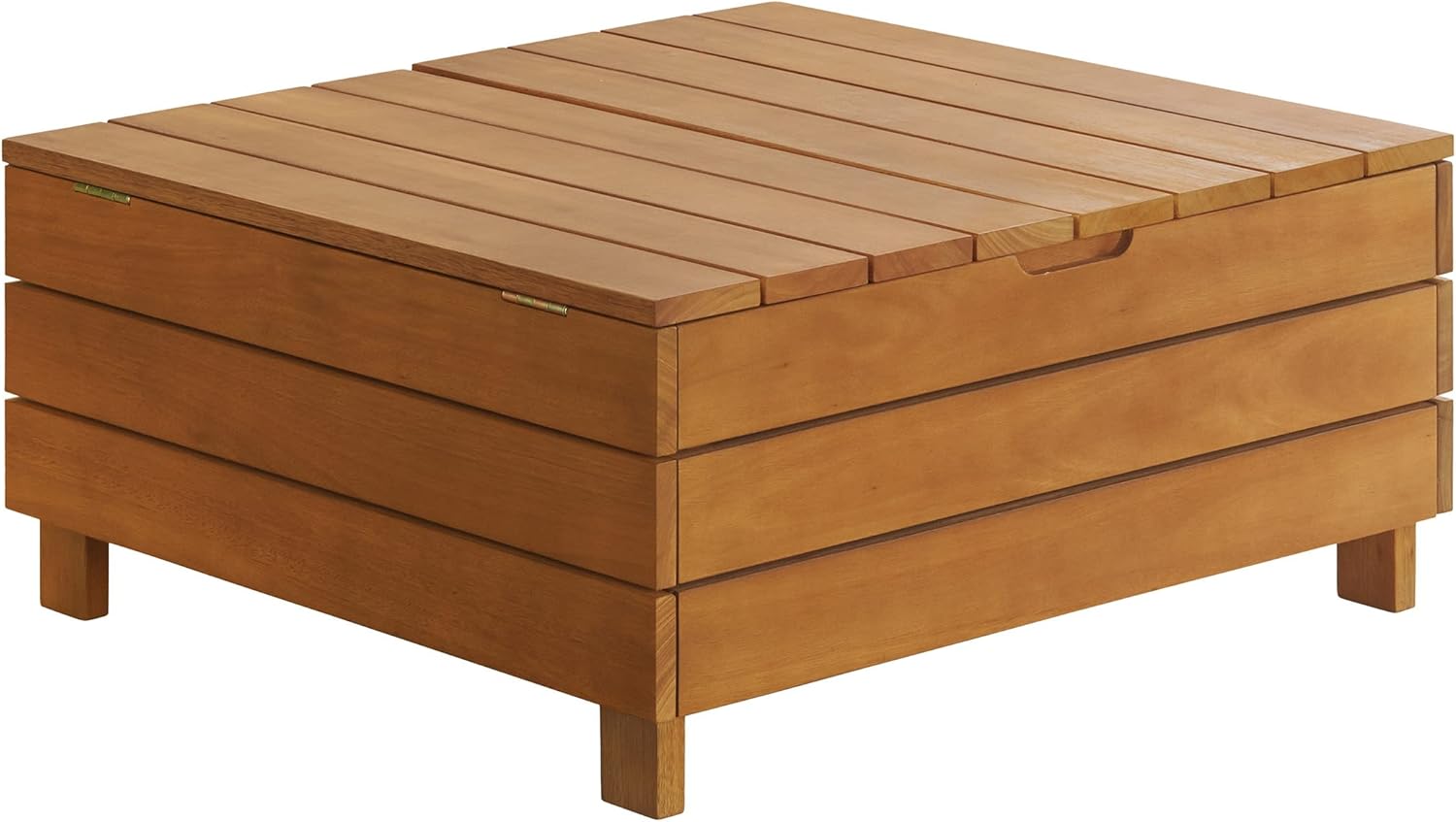 Outdoor Coffee Table - Weather-Resistant Eucalyptus Wood Patio Furniture Table with Lift Top Storage Compartment (Brown)