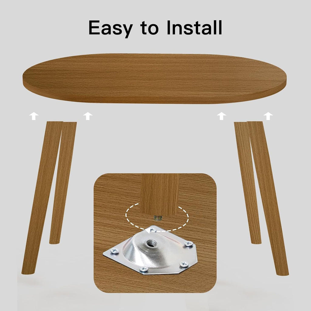 Small Coffee Table for Small Space, Low Table, Floor Table Desk for Sitting on The Floor, Japanese Coffee Table for Living Room, Tatami Tea Tables with Solid Wood Legs, Oval Coffee Tables, Brown