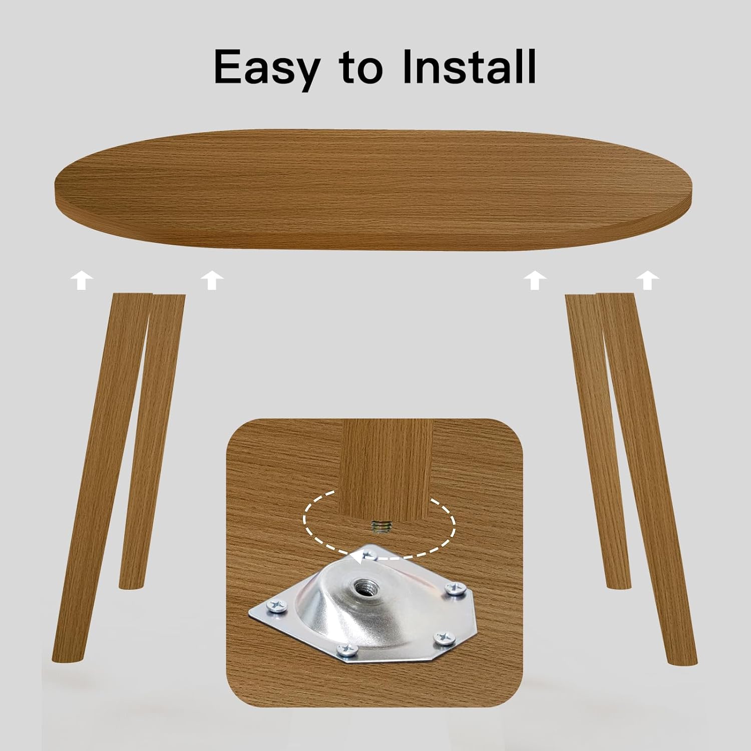 Small Coffee Table for Small Space, Low Table, Floor Table Desk for Sitting on The Floor, Japanese Coffee Table for Living Room, Tatami Tea Tables with Solid Wood Legs, Oval Coffee Tables, Brown