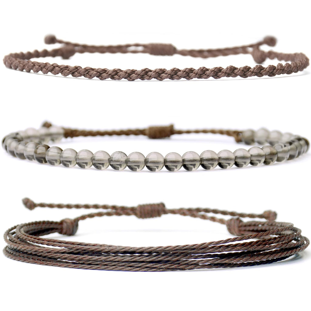 Handmade Natural Stone Beaded Healing Bracelet Gift for Men Adjustable Rope String Bracelet (Lava Rock, Adjustable)