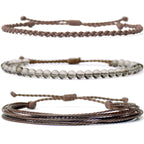 Handmade Natural Stone Beaded Healing Bracelet Gift for Men Adjustable Rope String Bracelet (Lava Rock, Adjustable)