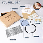 VOHIVI To My Son Bracelet from Mom,Morse Code Bracelets with Engraved Wallet Card,Adjustable Handmade Mens Beaded Bracelets easter basket stuffers