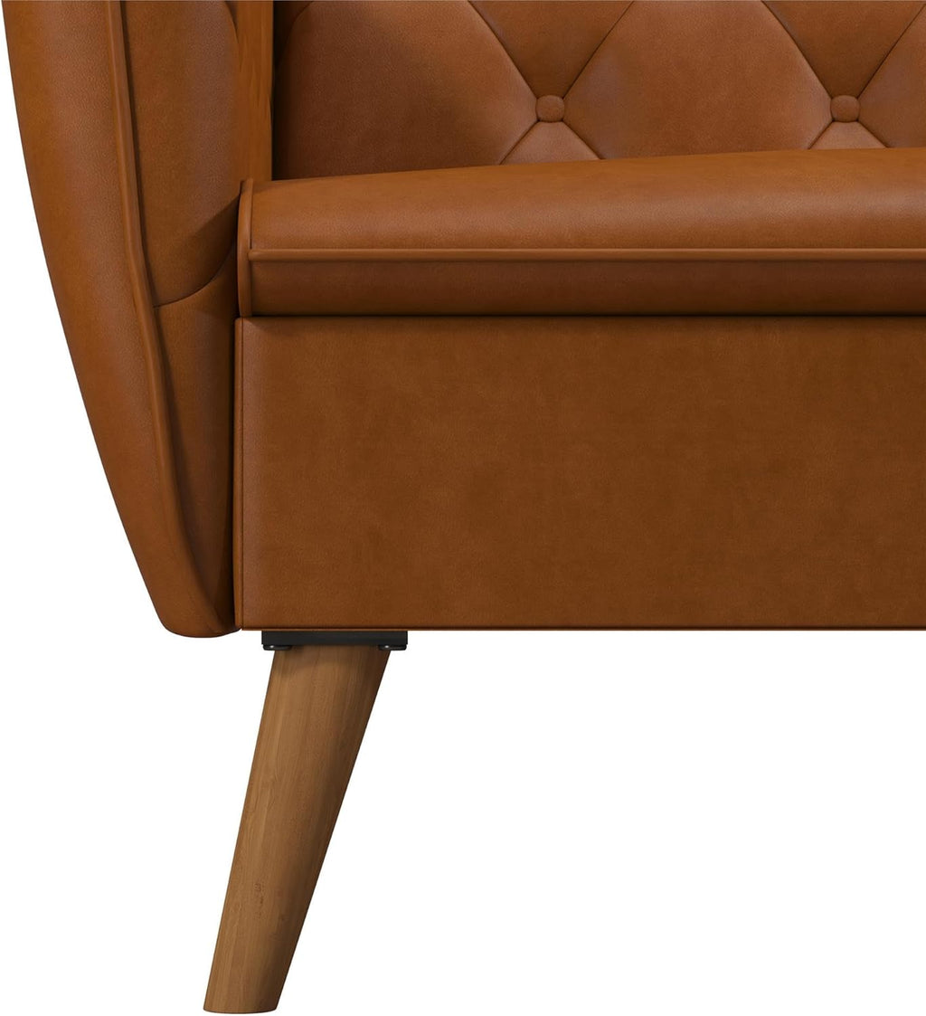 Novogratz Tallulah Memory Foam Futon, Convertible Couch, Camel Faux Leather