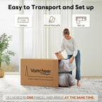 Vamcheer Modular Sectional Sofa with Chaise, Modern L Shaped Cloud Couch with Deep Seat, Sectional Couches for Living Room, Bedroom, Office, No Assembly Required, Gray