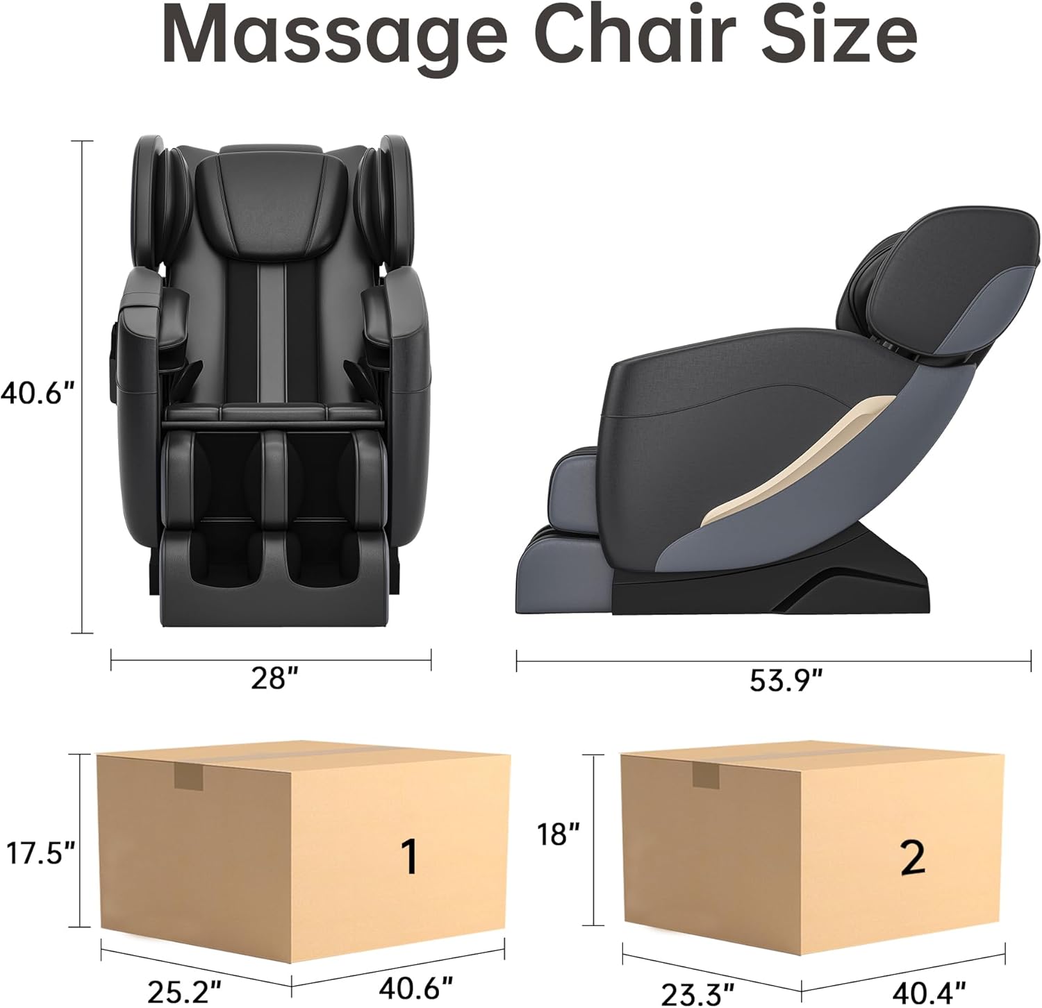 2025 Massage Chair, Full Body Zero Gravity Massage Chair with Auto Modes, 8 Fix Point Rollers, Bluetooth, Foot Massage, Heating Function, Black and Gray