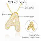 Pwiuor 14k Gold Ballon A Initial Anhänger Halskette Blasenbuchstaben Namenskette Zarte Zirkonia Alphabet Halskette Geburtstagsgeschenke für Frauen