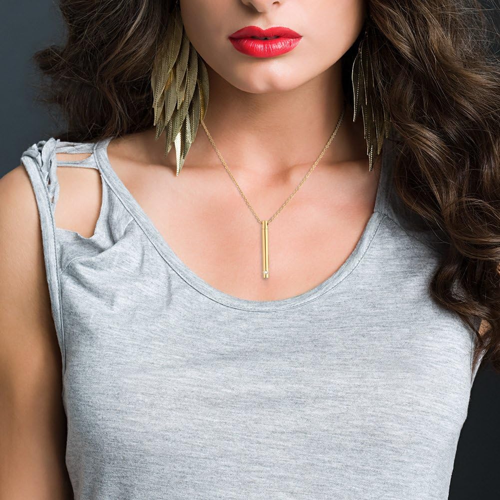 XIUDA Urn Necklace for Ashes Stainless Steel Cremation Necklace with Crystal Memorial Pendant Necklace