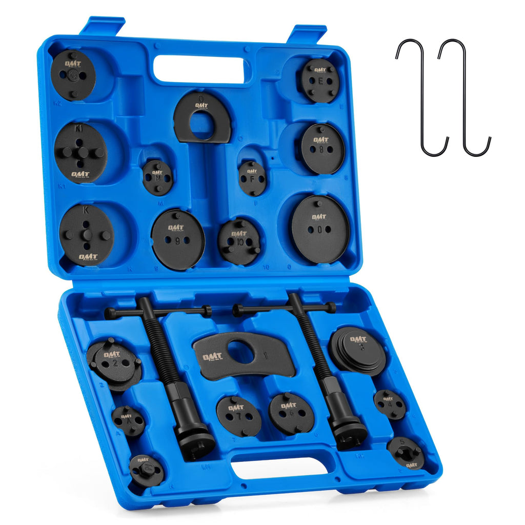 Orion Motor Tech Disc Brake Pad and Caliper Service Tool Kit | Professional Disc Brake Caliper Compression Tool Kit | Universal Disc Brake Caliper and Piston Wind Back Tool Set with Case