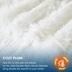 Elektrische Heizdecke mit Kunstpelz, Größe mit flauschigem Sherpa-Rücken, wärmende Plüschdecke Geschenk, weiche Heizdecken mit 10 Wärmeeinstellungen, 5 Zeiteinstellungen, ETL 50"x60", Anthrazitgrau