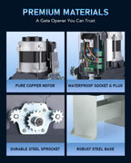 CO-Z 3300 lb Automatic Sliding Gate Opener with 2 Remote Controls, Electric Rolling Driveway Fence Slide Gate Motor, Complete Gate Operator Hardware Security System Kit for Sliding Gate Up to 40 Feet