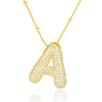 Pwiuor 14k Gold Ballon A Initial Anhänger Halskette Blasenbuchstaben Namenskette Zarte Zirkonia Alphabet Halskette Geburtstagsgeschenke für Frauen