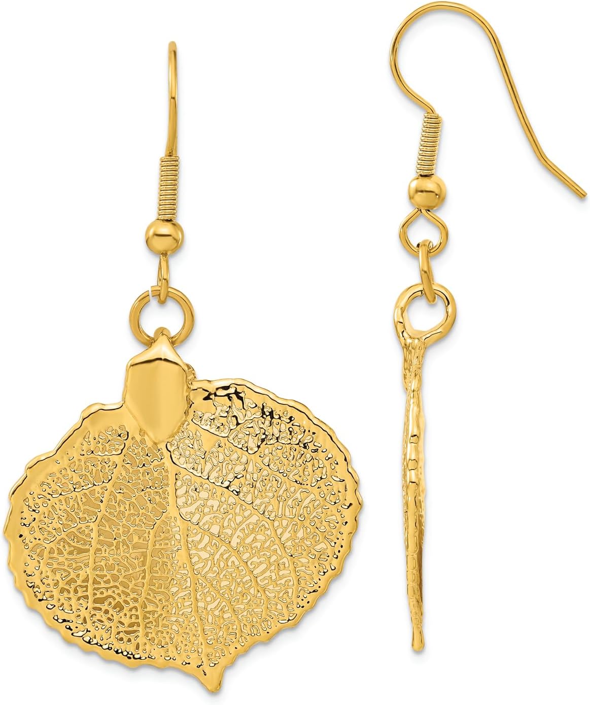 24K Gold Dipped Aspen Leaf Dangle Earrings