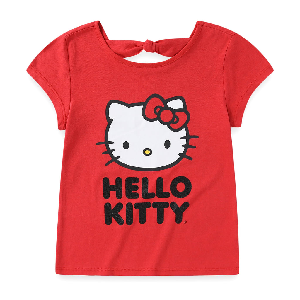 Hello Kitty Sanrio Girls 4 Pack Mix and Match 2 Short Sleeve T-Shirts, Short, and Flared Pants Set for Big Kids