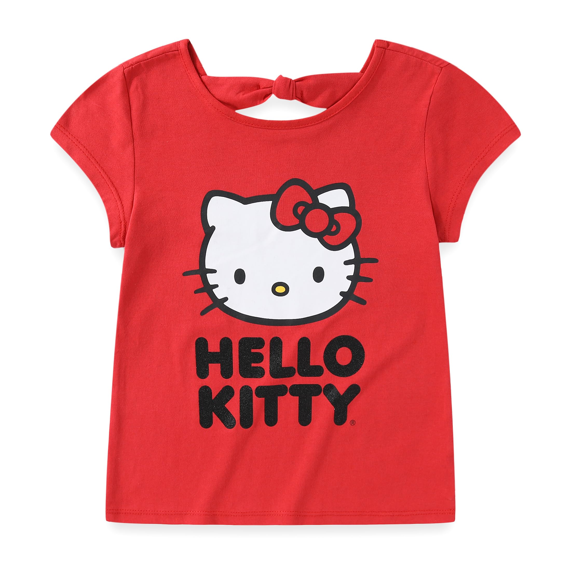 Hello Kitty Sanrio Girls 4 Pack Mix and Match 2 Short Sleeve T-Shirts, Short, and Flared Pants Set for Big Kids
