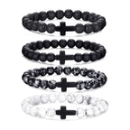 RANKEEF Tiger Eye Bracelet For Men 8MM Natural Stone Stretch Adjustable Black Crystal Beaded Bracelet for Men Women Gifts