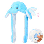 Animal Hat with Ears Moving Jumping Pop Up Beating Hat Plush Holiday Cosplay Dress Up Funny Gift for Kids