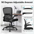 FelixKing Office Chair, Ergonomic Desk Chair Breathable Mesh Chairs Adjustable High Back Lumbar Support Flip-up Armrests, Executive Rolling Swivel Comfy Computer Chairs Home Office Black