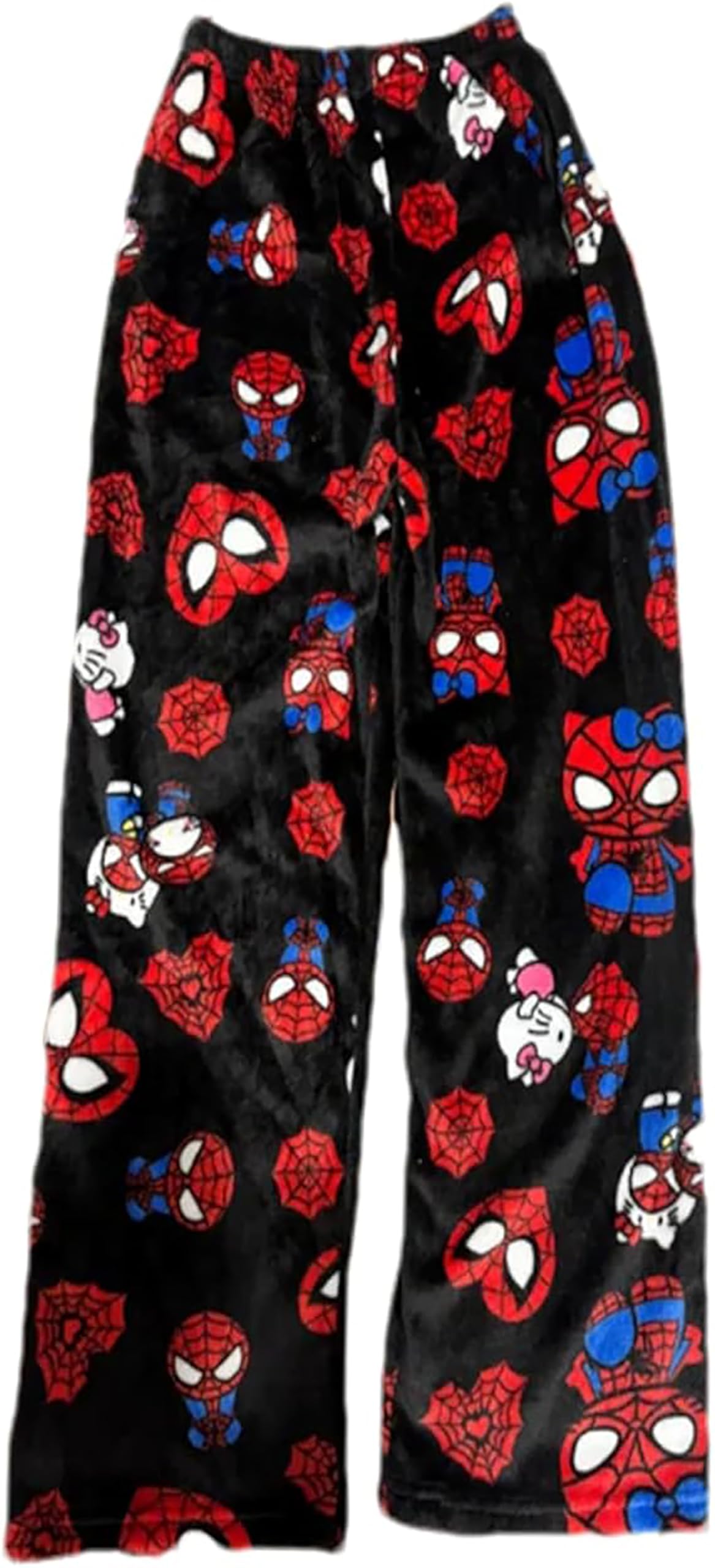 YSEKOR Anime Pajamas for Women Girls Cartoon Kawaii Cat All Over Print Fuzzy Flannel Pants Soft Cozy PJs